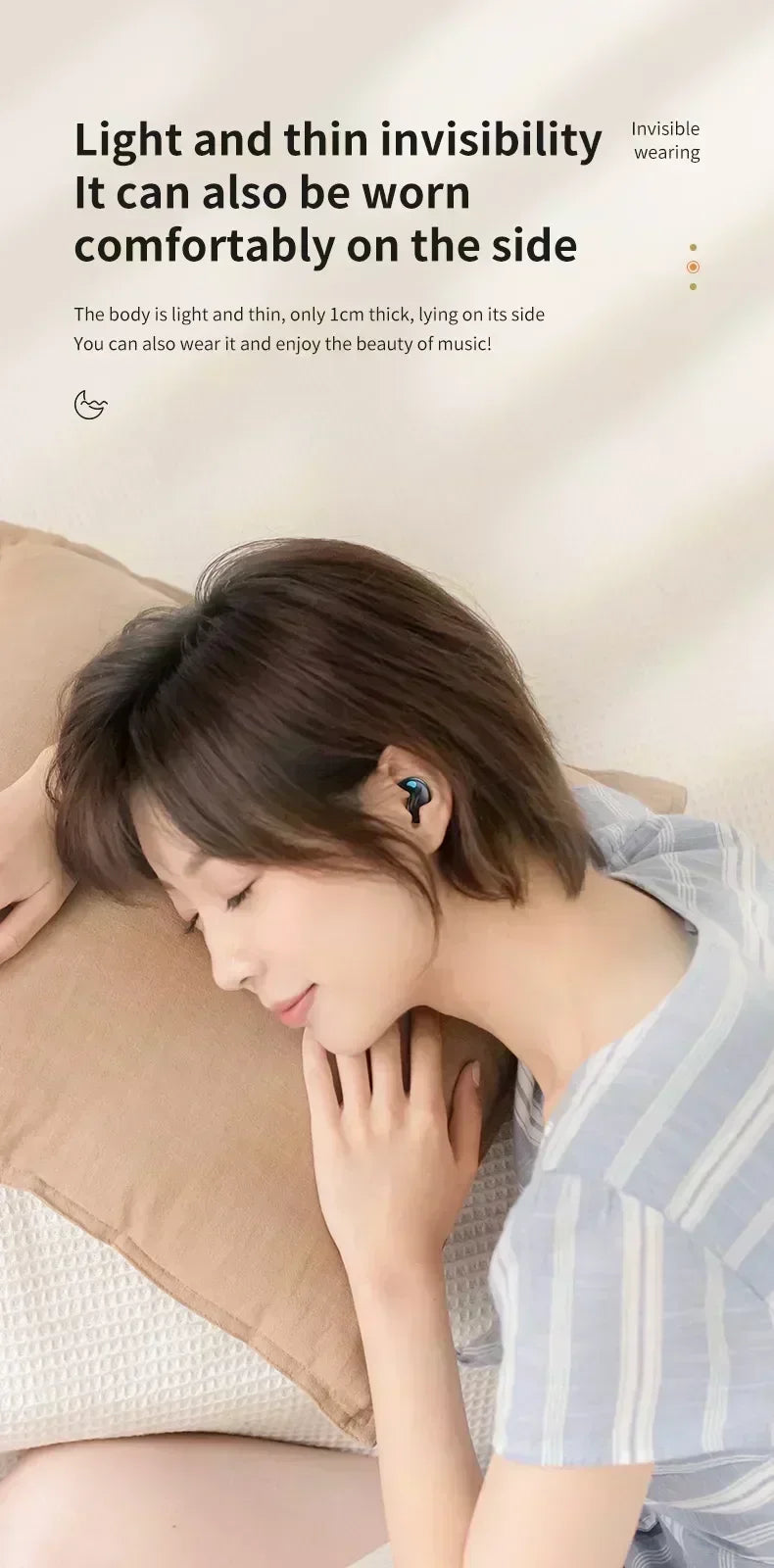 Bluetooth Sleep Earphones Wireless Headset 5.3 With Comfortable Wearing Touch Control Headphone Earbuds For All Mobile Phone