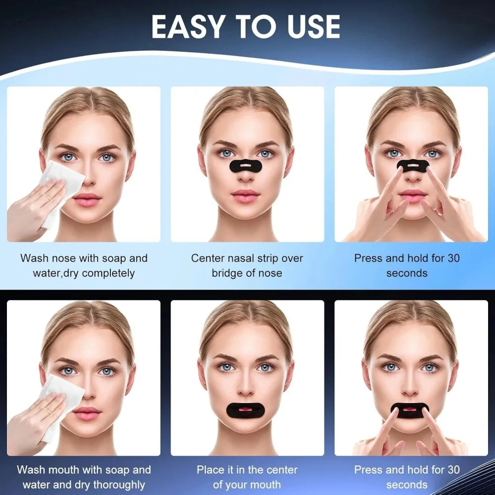 30 Pcs Anti-Snoring Mouth Tape – Breathable Elastic Sleep Strips for Nasal Breathing & Snoring Relief